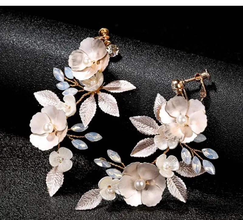 Wedding earrings BOHO formal hanging with crystals stainless steel KOLS08