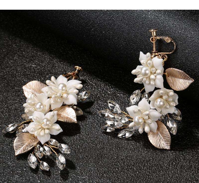 Wedding earrings BOHO formal hanging with crystals stainless steel KOLS10