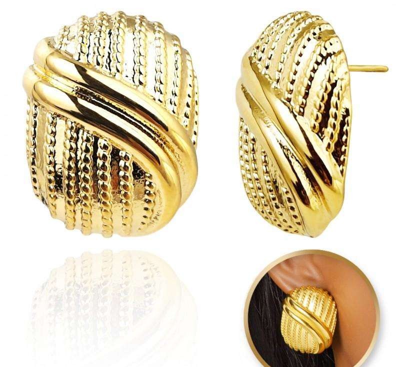 14k Gold Plated Stainless Steel Earrings Oval KST3384