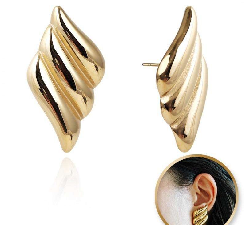 14k gold plated stainless steel earrings, large stud KST3374