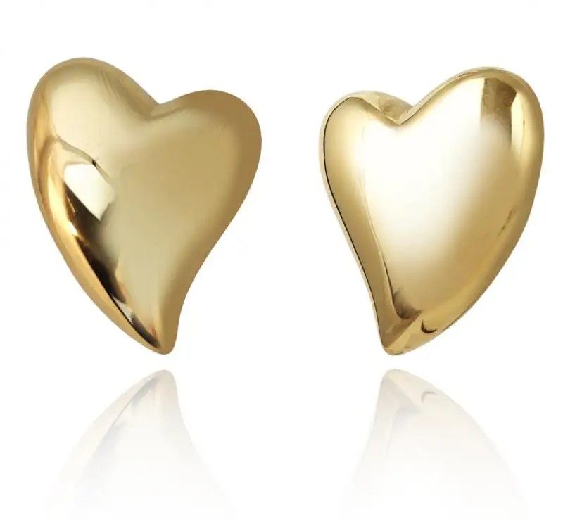 14k gold plated stainless steel earrings HEARTS large KST3383