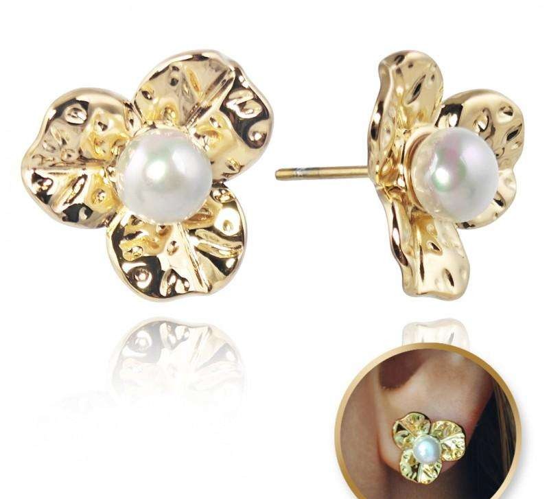Gold-plated stainless steel earrings KST3358