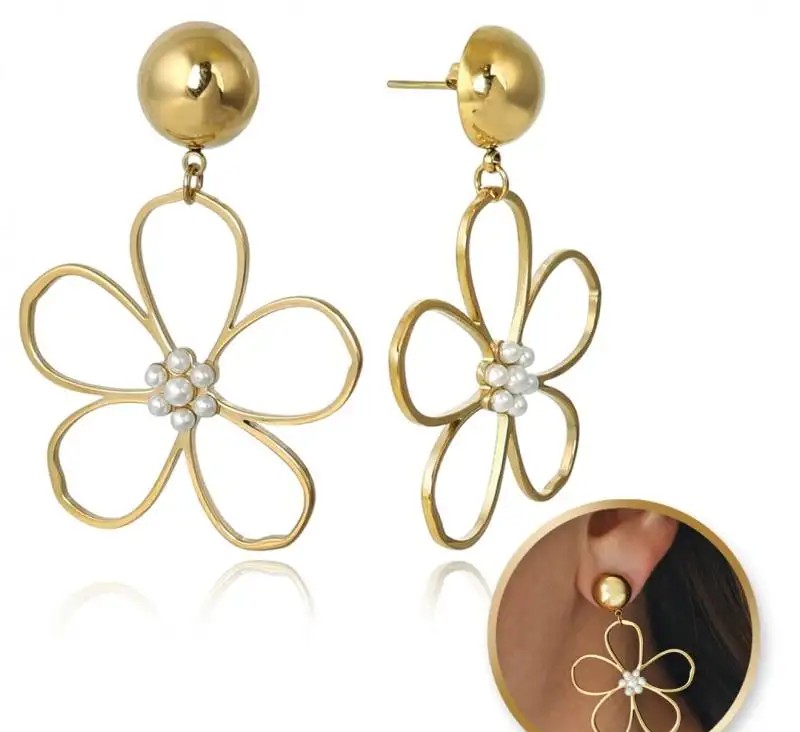 Gold-plated stainless steel earrings KST3351 Women&amp;'s gold plated earrings