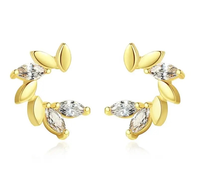 14k gold plated stainless steel earrings, zircons KST2847