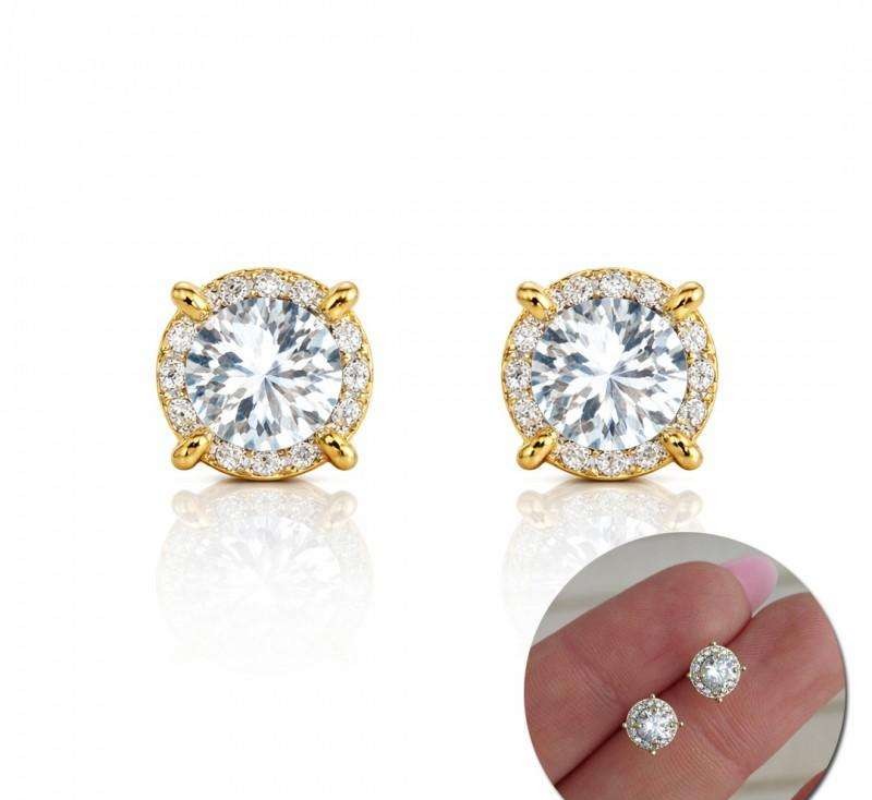14k gold-plated stainless steel earrings with cubic zirconia KST3536