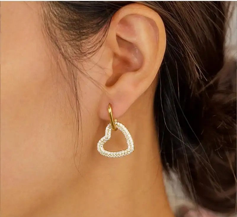 14k gold-plated stainless steel earrings, HEART KST3318