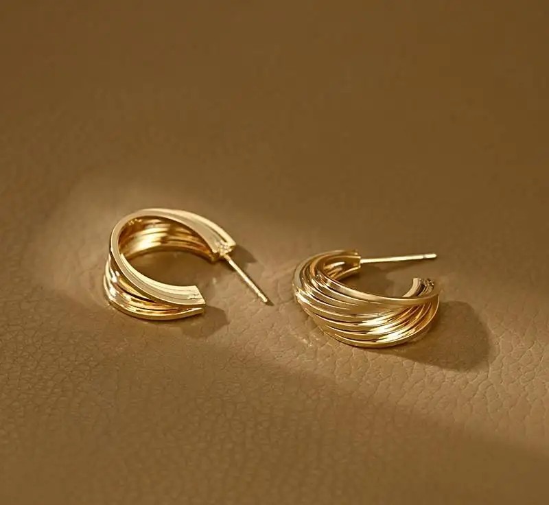 14k gold-plated stainless steel earrings, S925 silver stud KST3404