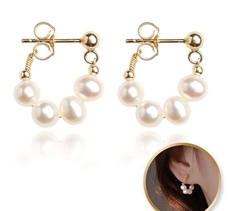 14k gold-plated stainless steel earrings, S925 silver stud, pearls KST3405