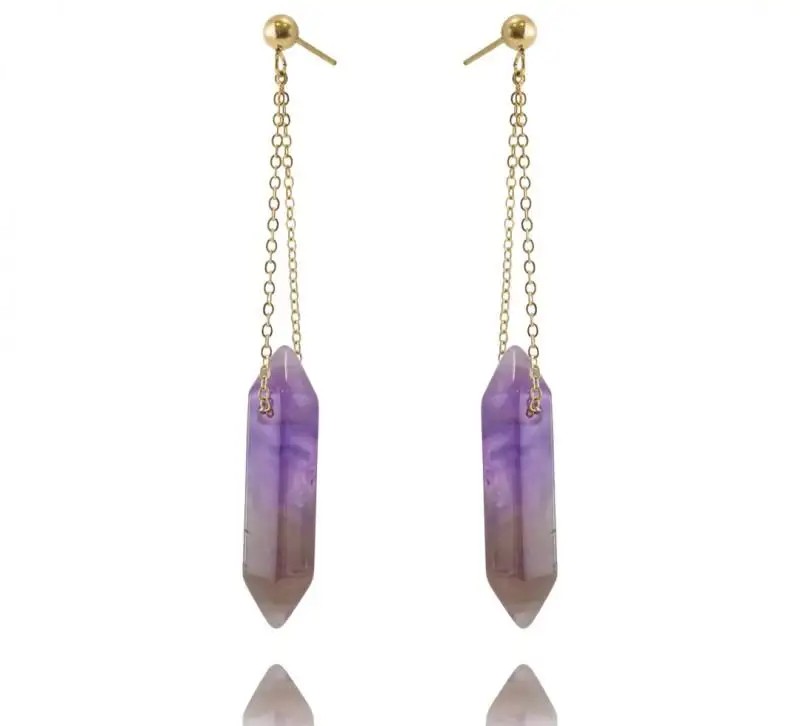 Gold-plated stainless steel earrings with rock crystal KST2911