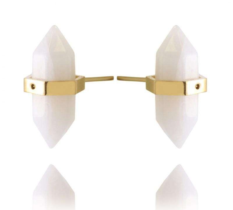 Gold-plated stainless steel earrings with rock crystal KST2912B