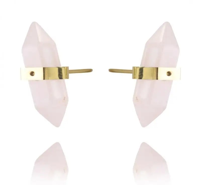 Gold-plated stainless steel earrings with rock crystal KST2912R