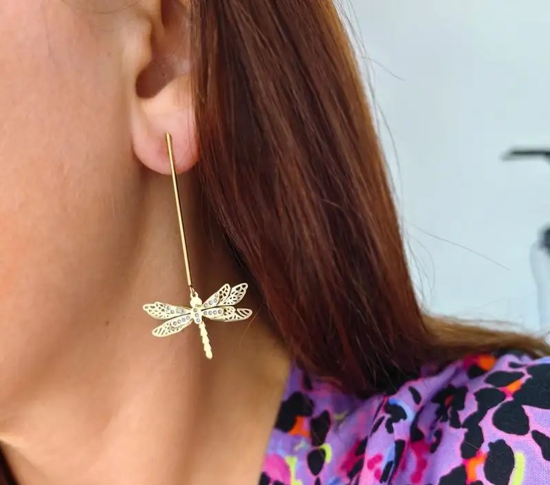 Gold-plated stainless steel earrings KST2947