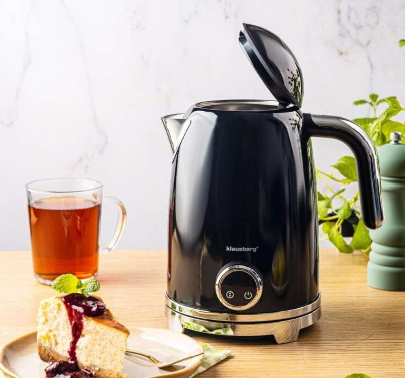 Electric kettle with thermometer. stainless steel. black. 1.7l. 1850 2200w. Klausberg. KB 9027