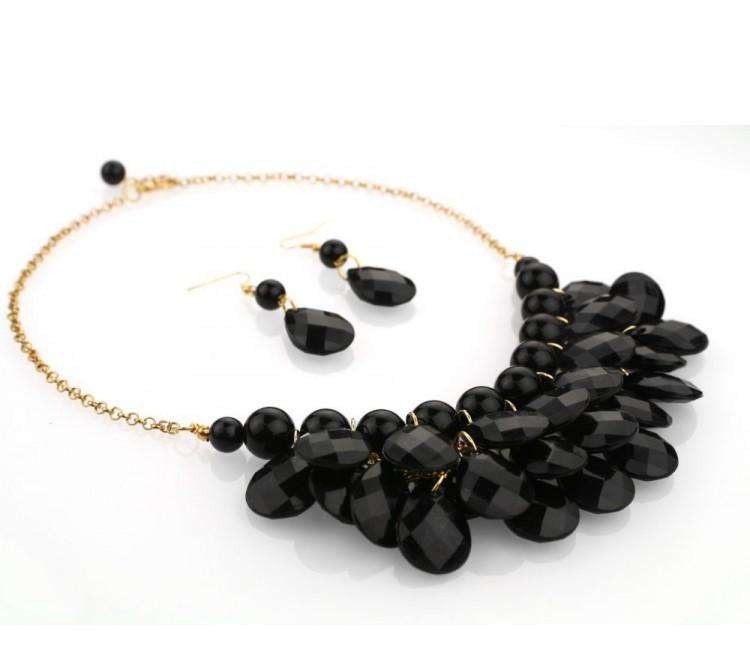 Teardrop geometry necklace with earrings N212CZ