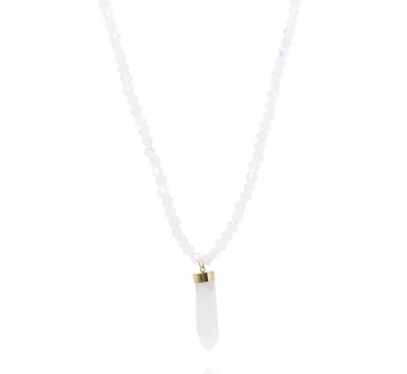 Necklace Rock Crystal stainless steel plated with 14k gold NST1581B