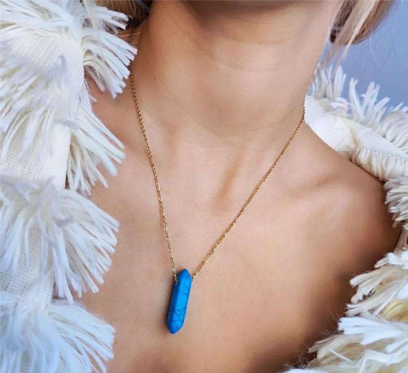 Necklace Rock Crystal stainless steel plated with 14k gold NST1578