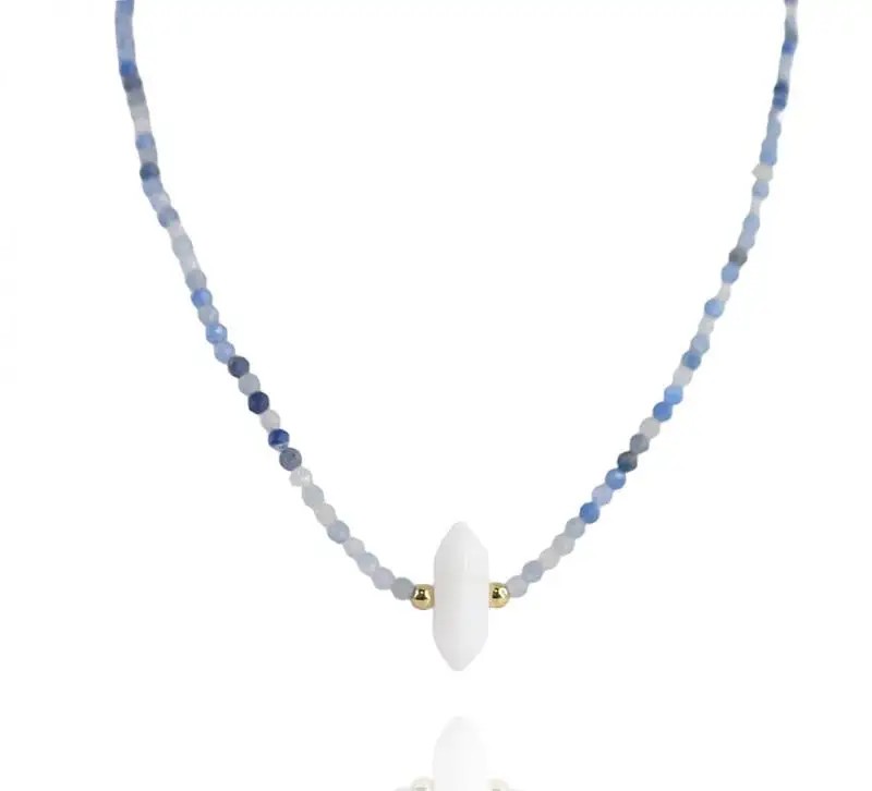 Necklace surgical steel gold plated with 14k rock crystal NST2051