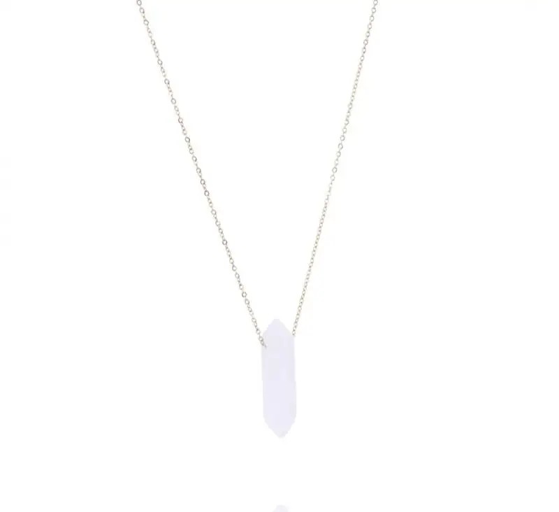 Necklace stainless steel gold plated 14k gold rock crystal NST1479