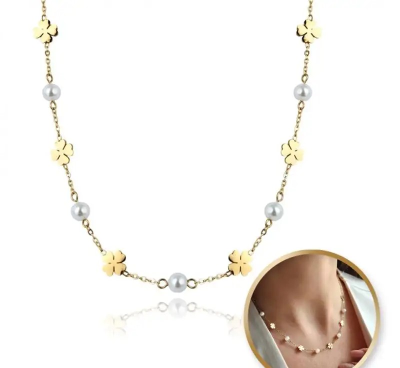 Necklace stainless steel gold plated 14k gold NST2182