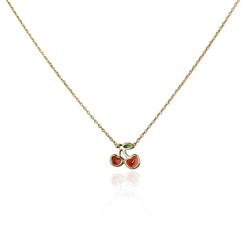 Necklace stainless steel gold-plated 14k gold CHERRY NST2190