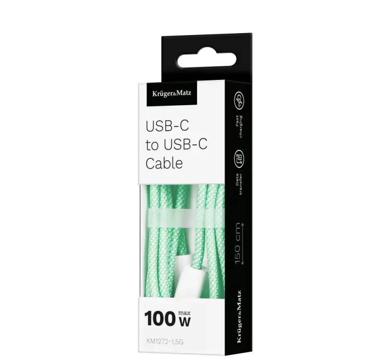 USB Type-C Cable USB Type-C 100W 1.5m Green Kruger&amp;Matz Basic