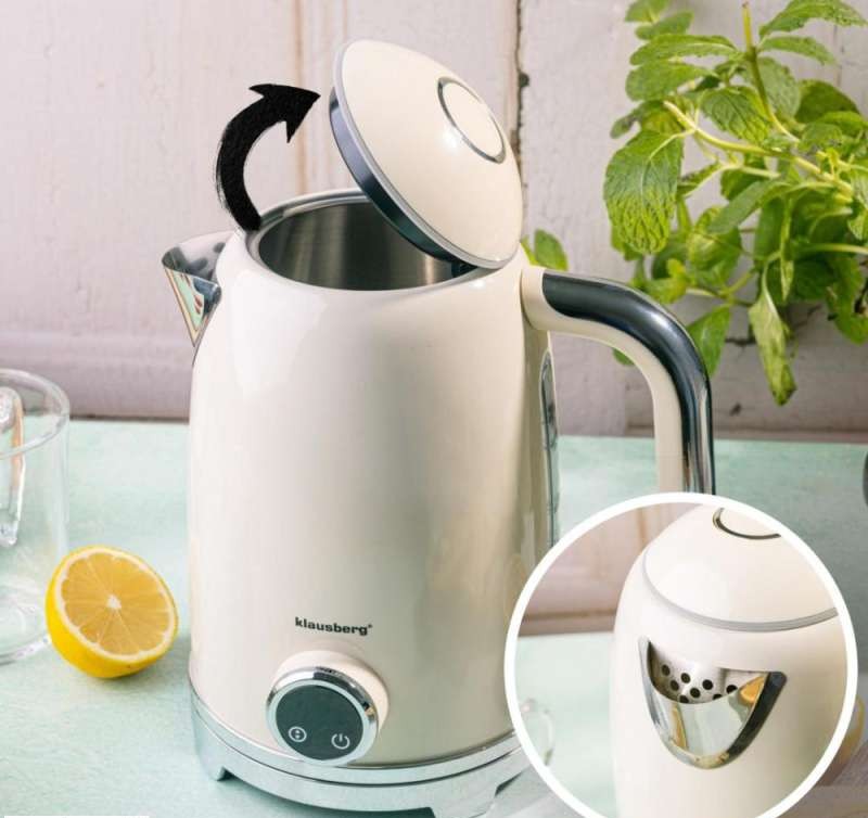 Electric kettle with thermometer. stainless steel. without. 1.7l. 1850 2200w. Klausberg. KB 9028