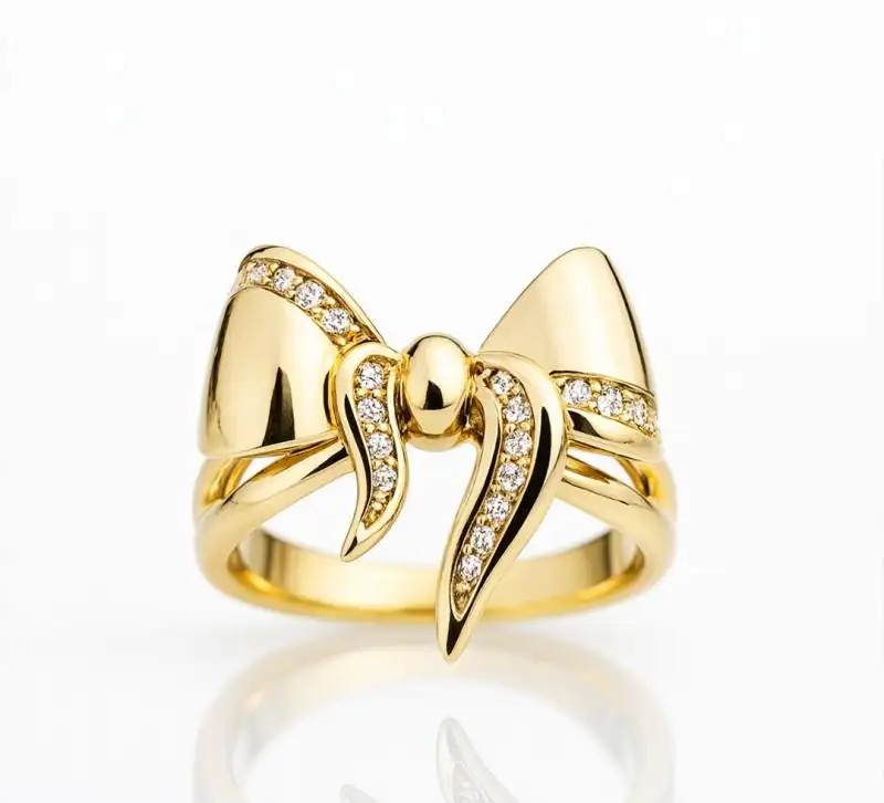 14k gold plated surgical steel ring, bow PST984