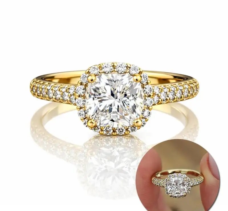 Surgical steel ring plated with 14k gold, impressive engagement ring with cubic zirconia PST992
