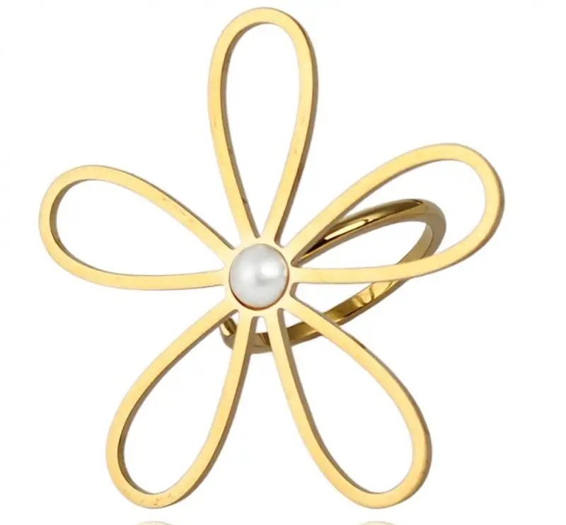 Gold-plated surgical steel ring, adjustable, PST938
