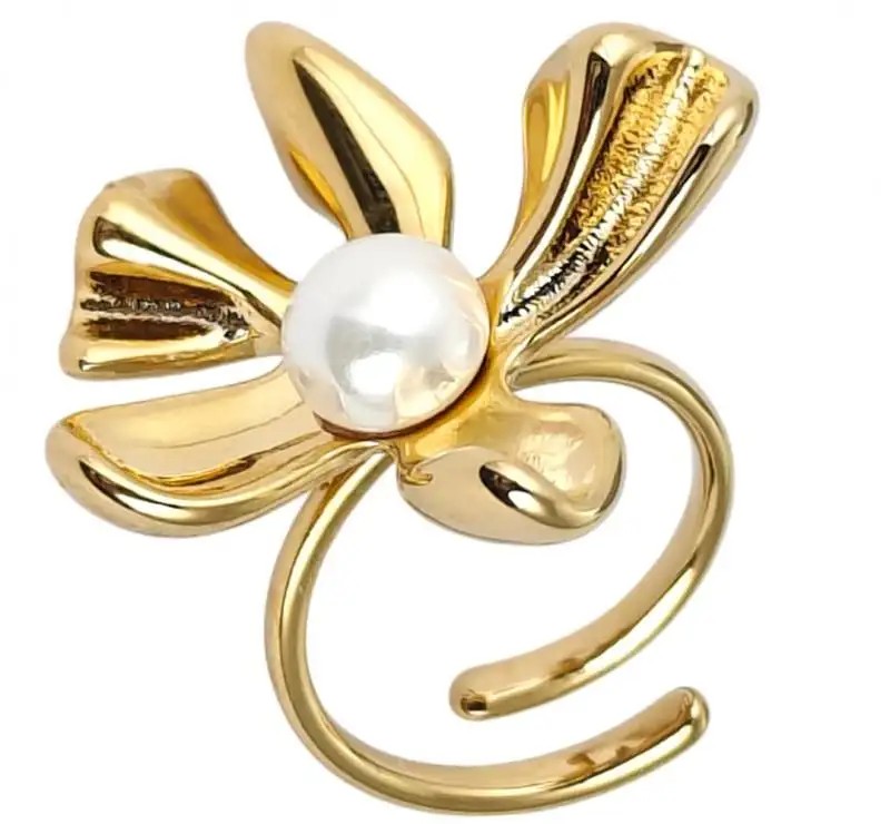 Gold-plated surgical steel ring, adjustable, PST937