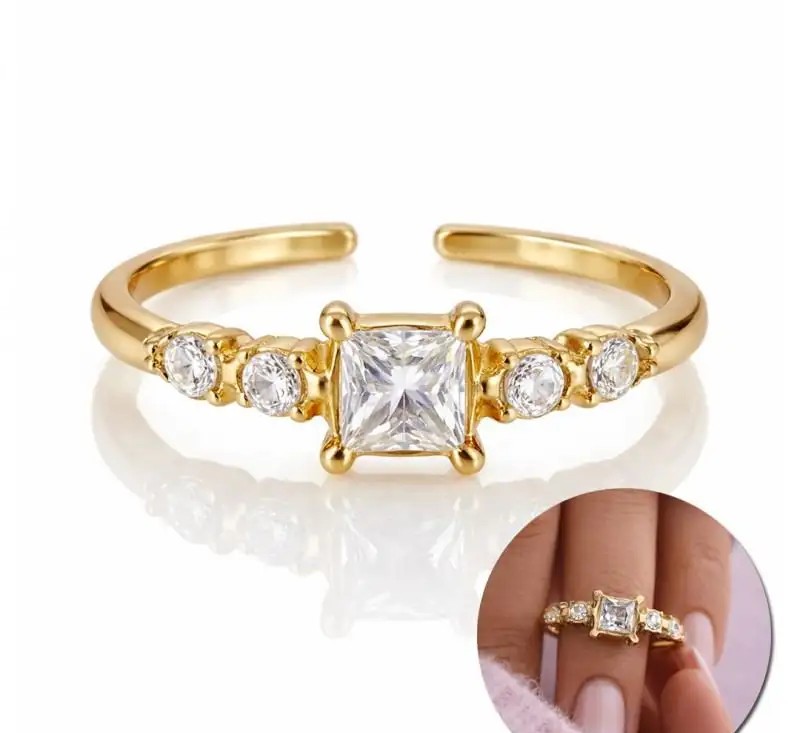 14k gold-plated stainless steel ring with cubic zirconia PST919