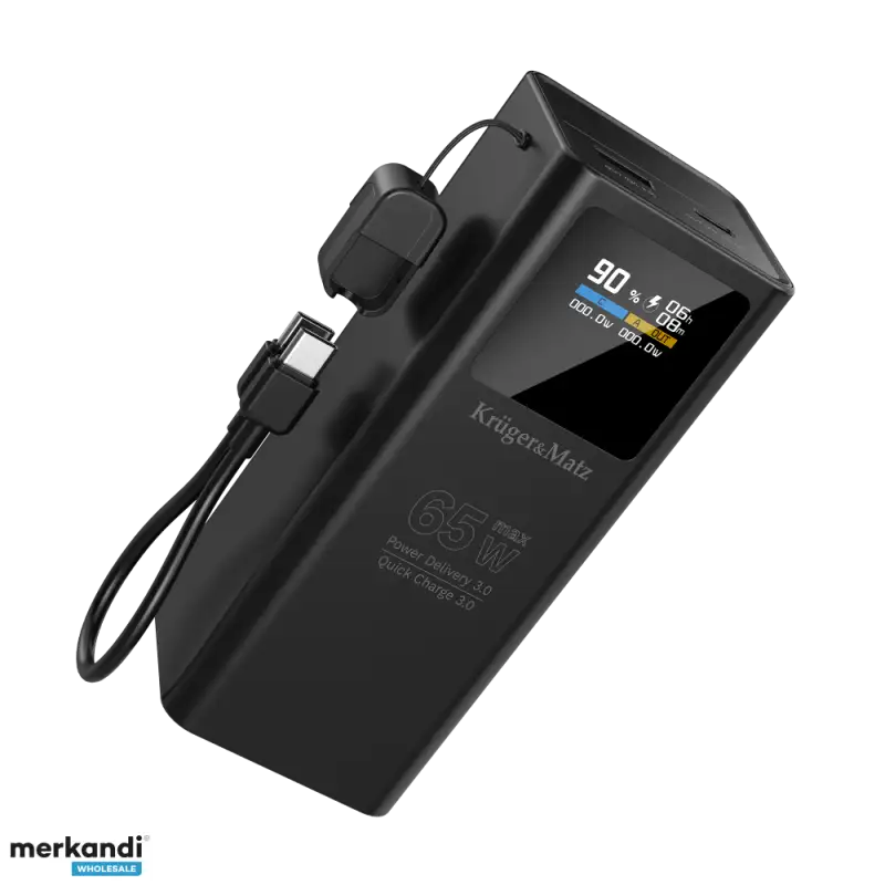 LEC KM0914 PowerBank Kruger&amp;Matz 20000 mAh Li ion 65W with QC and PD function
