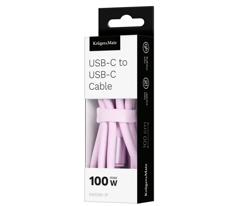 USB Type-C USB Type-C Cable 100W 1m Silicone Pink Kruger&amp;Matz Basic