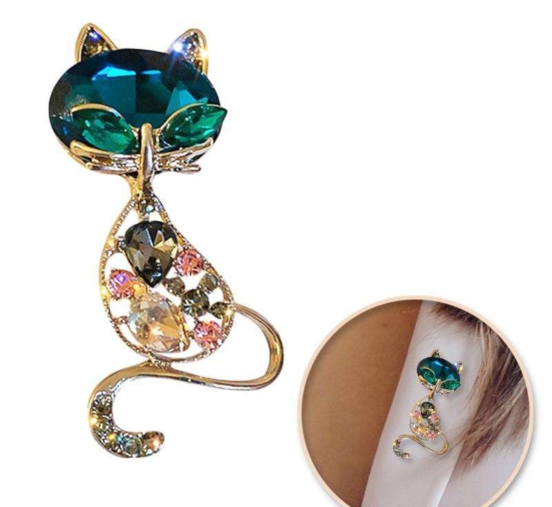Decorative crystal brooch CAT BZ173