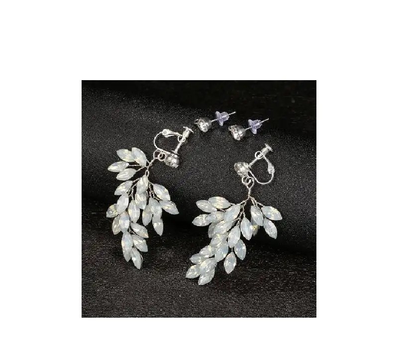 Wedding earrings BOHO formal hanging with crystals stainless steel KOLS19