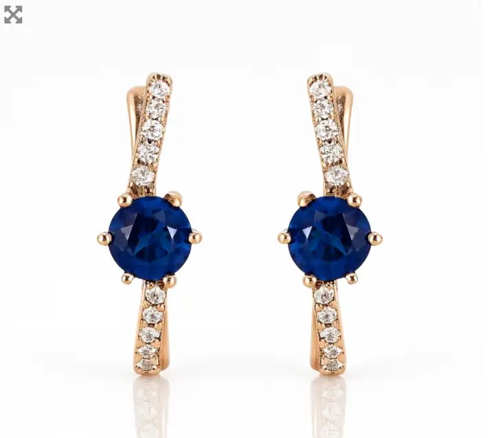 14k gold-plated stainless steel earrings with blue cubic zirconia KST3498