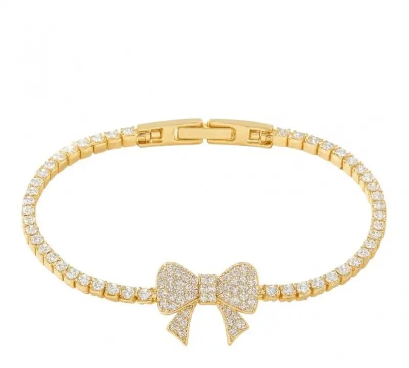 14k gold-plated surgical steel wrist bracelet, bow BST1596