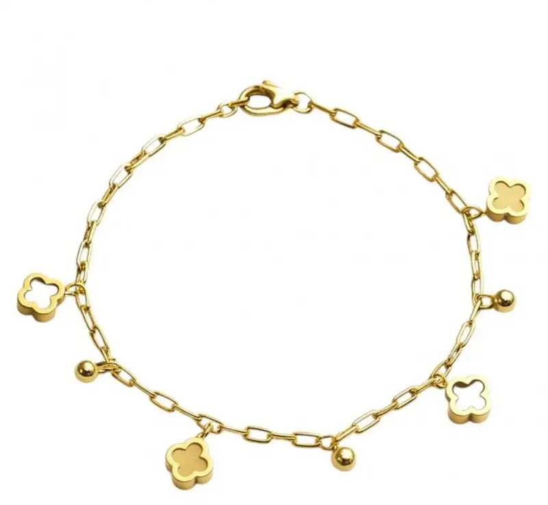 14k gold-plated surgical steel bracelet, clover BST1591