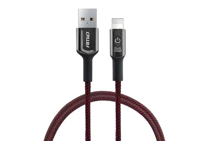 iphone lightning usb cable with led 1m uc 10 amio 02527